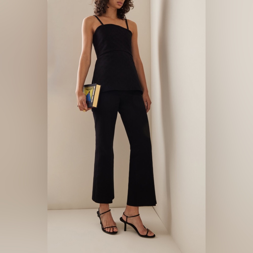 High Sport High-Rise Stretch-Cotton Cropped Kick-Leg Pants Large Black